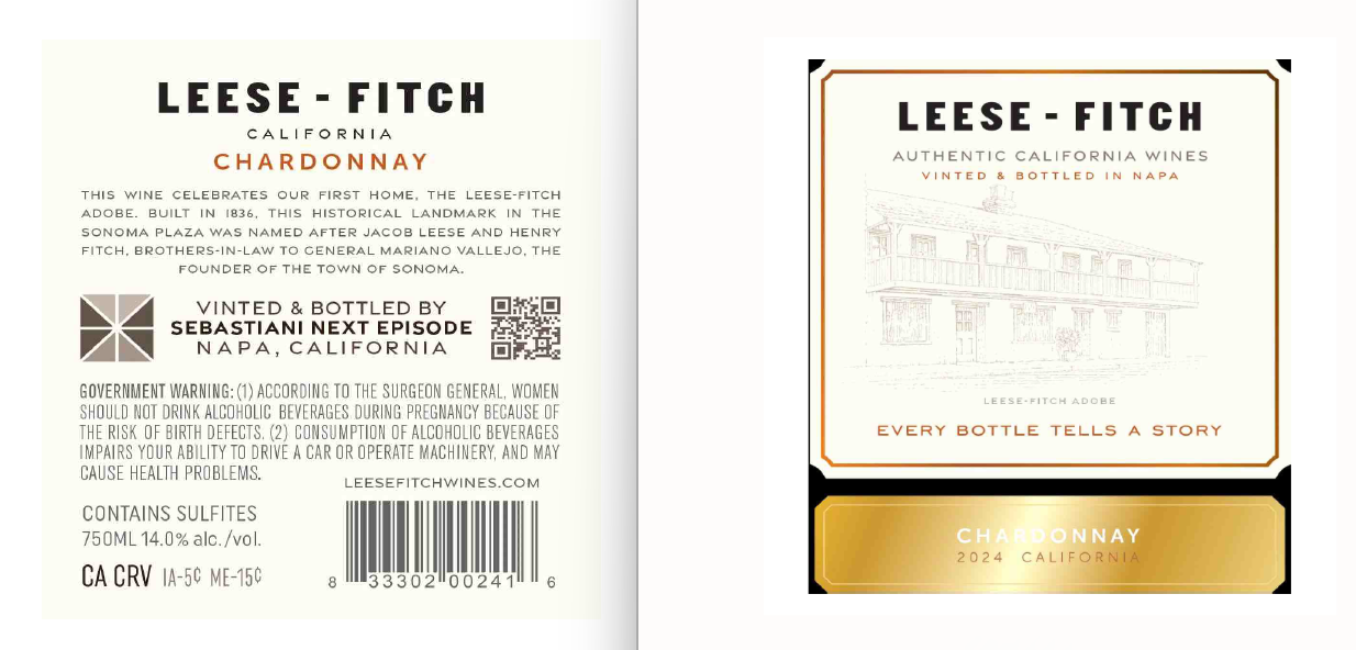 TABC label artwork for Leese-Fitch Chardonnay