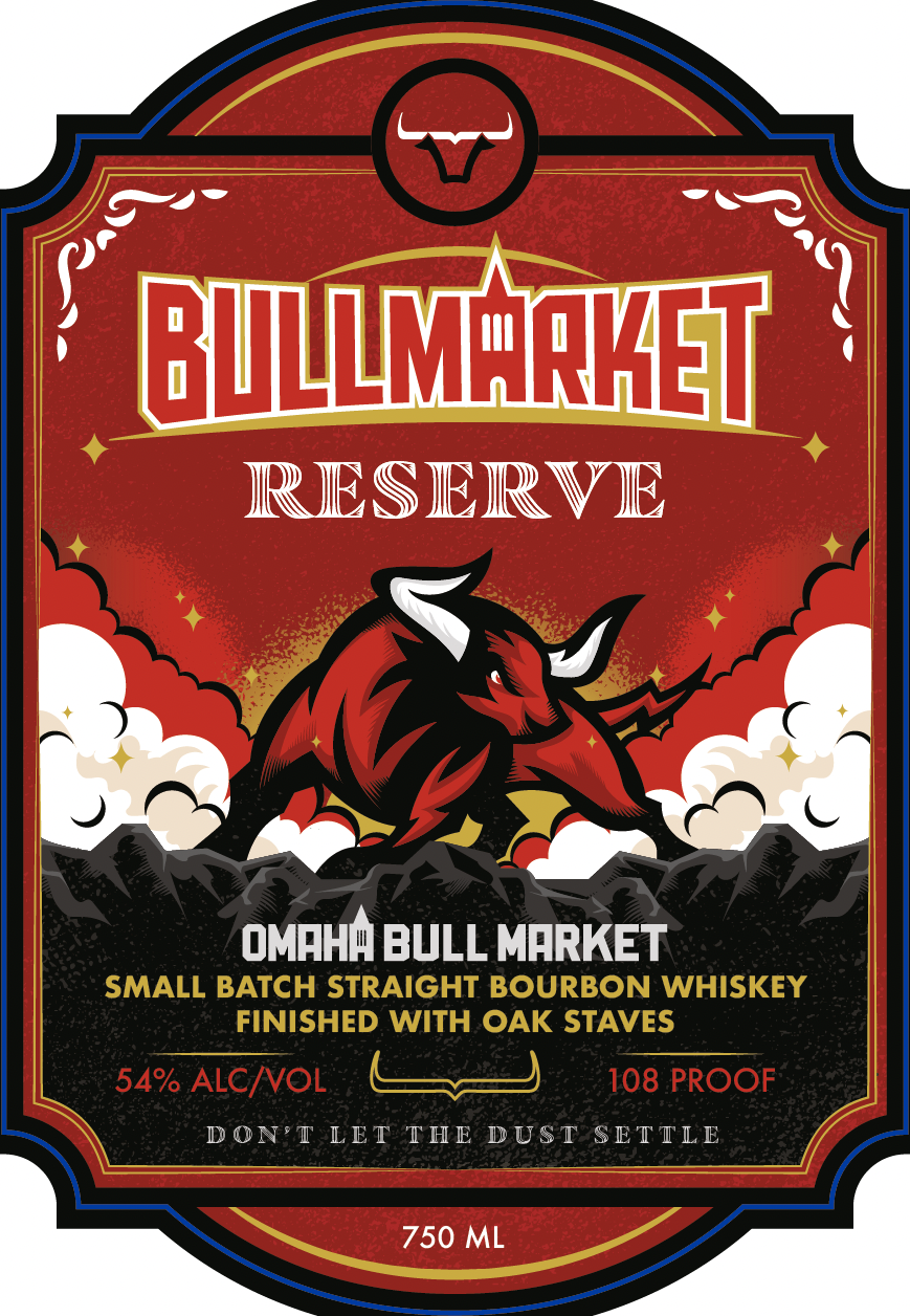 TABC label artwork for Bullmarket Reserve Small Batch Straight Bourbon Whiskey Finished With Oak Staves