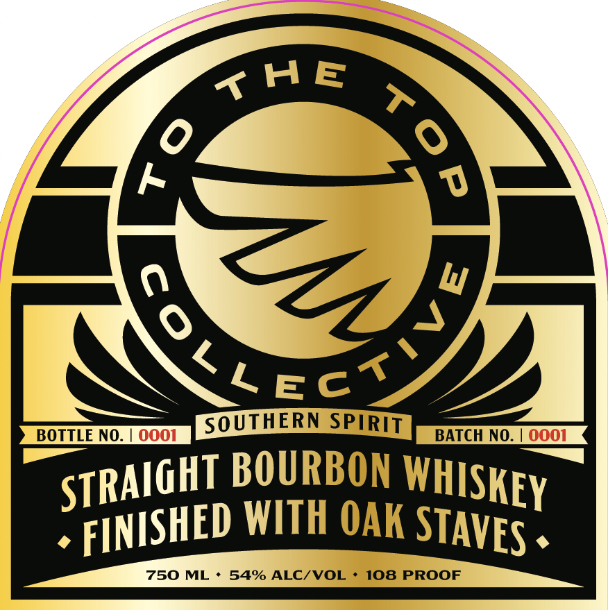 TABC label artwork for To The Top Collective Straight Bourbon Whiskey Finished With Oak Staves