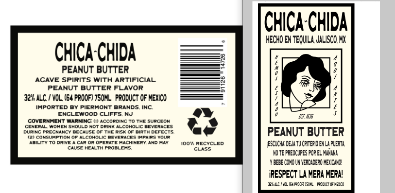 TABC label artwork for Chica Chida Peanut Butter Agave Spirits