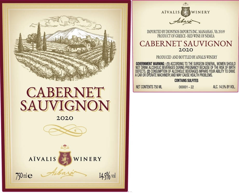 TABC label artwork for AIVALIS CABERNET SAUVIGNON