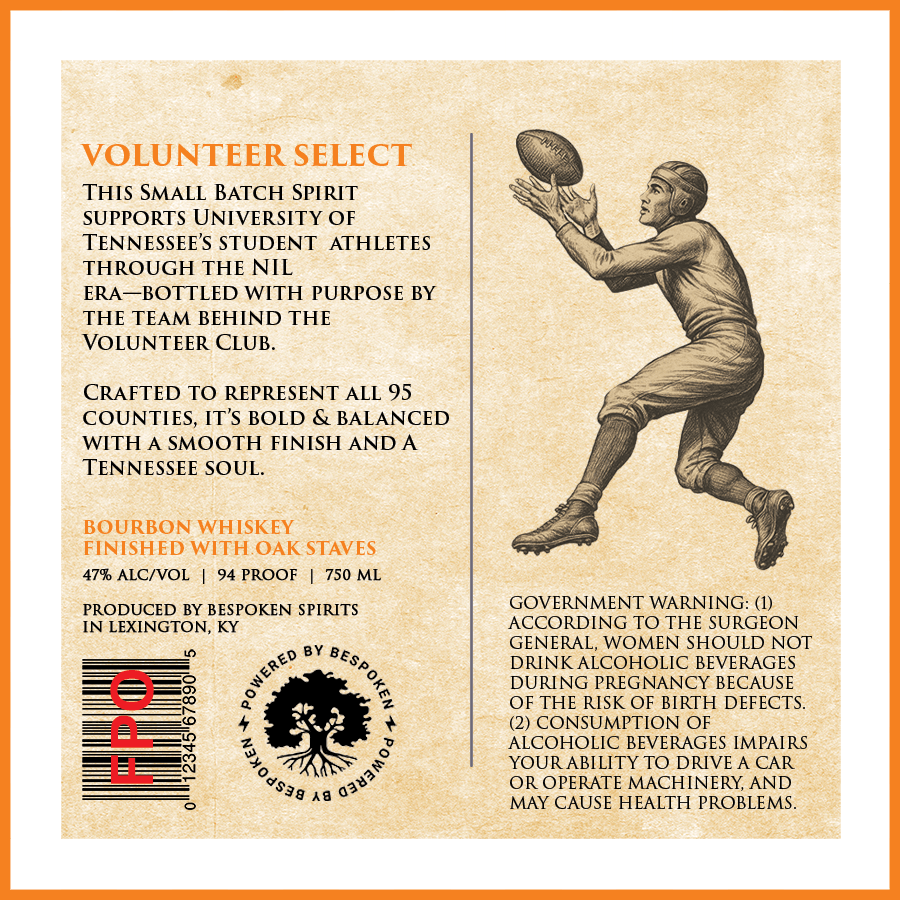 TABC label artwork for Volunteer State Select Bourbon Whiskey