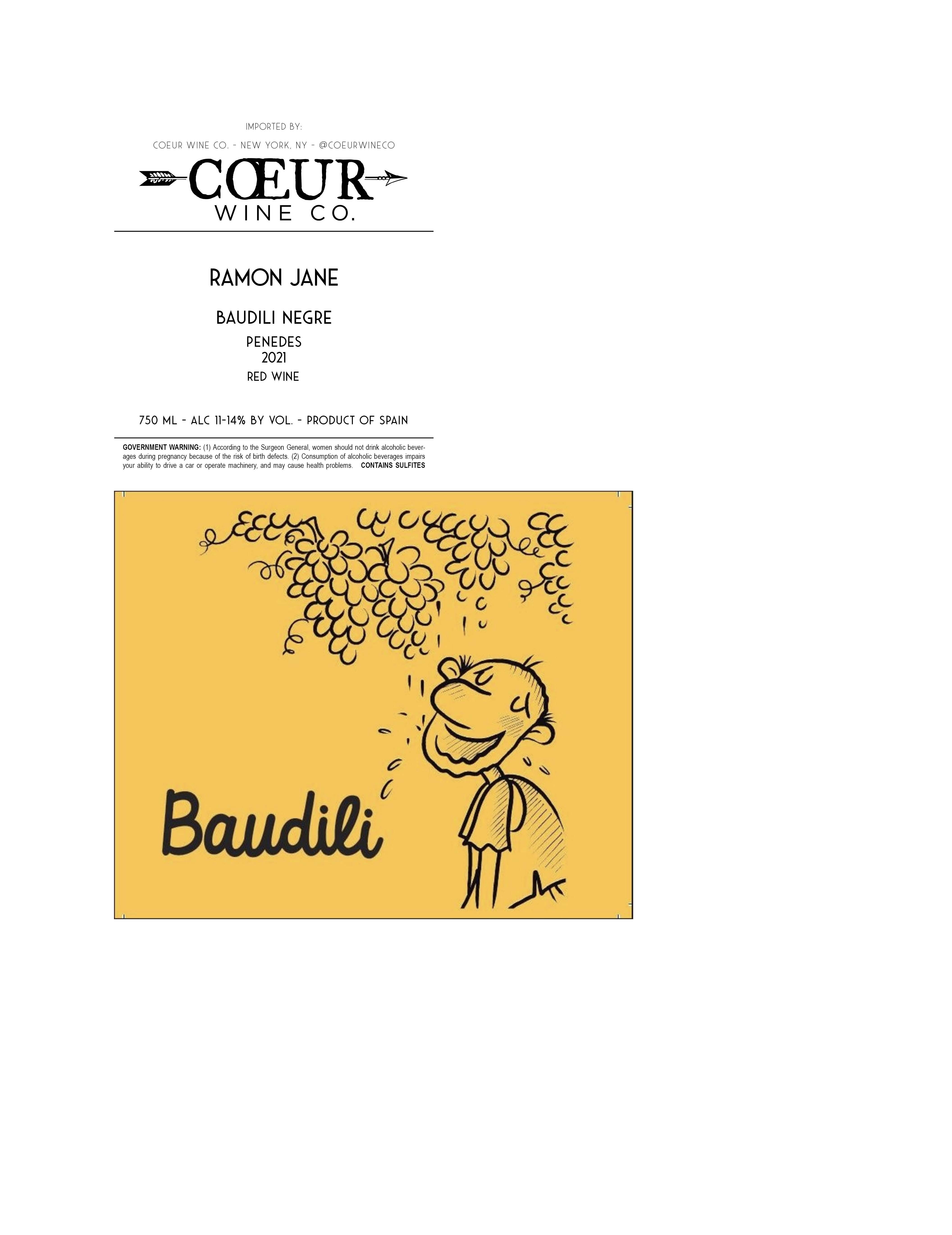 TABC label artwork for Ramon Jane Baudili Negre