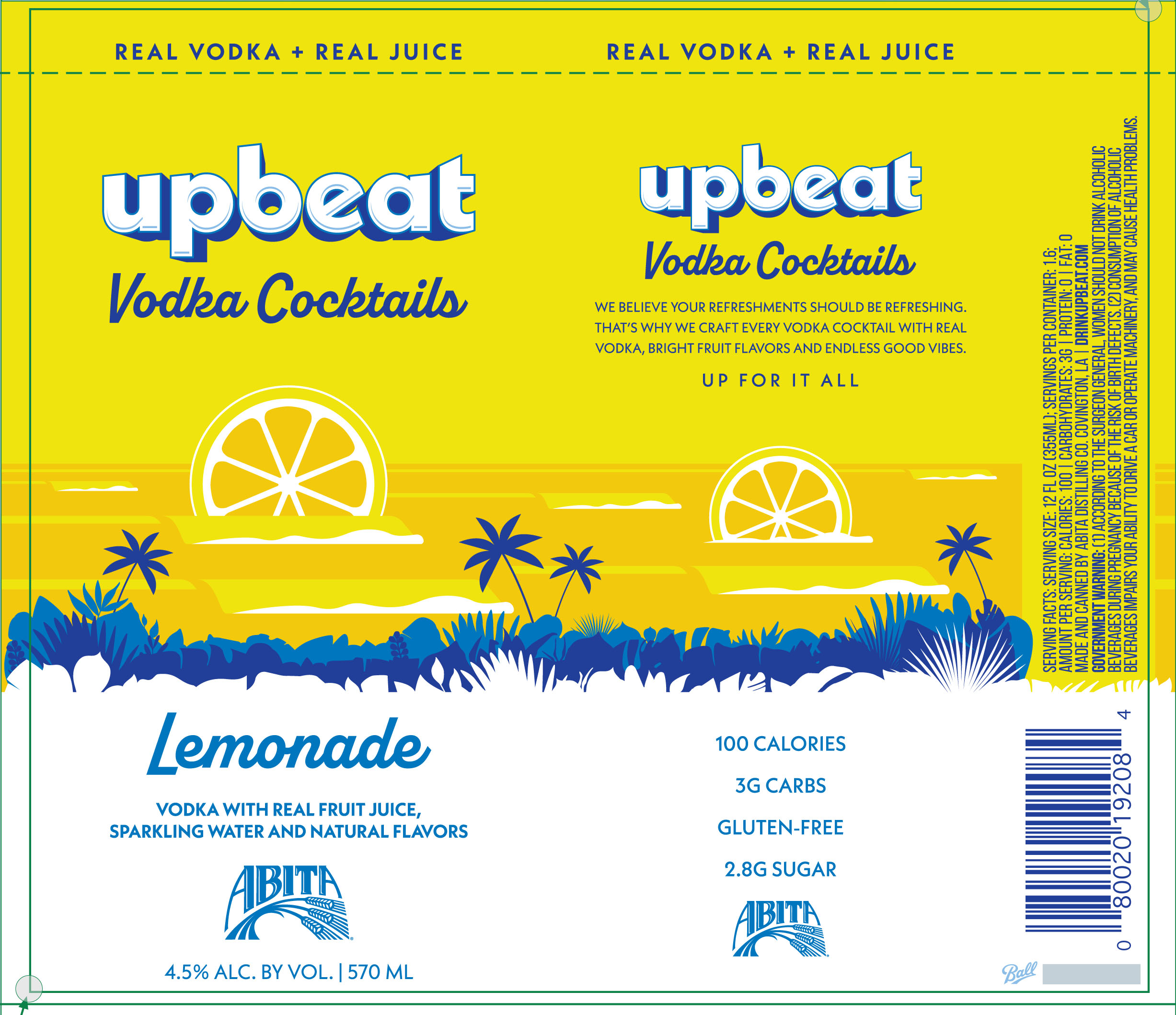 TABC label artwork for Upbeat Lemonade