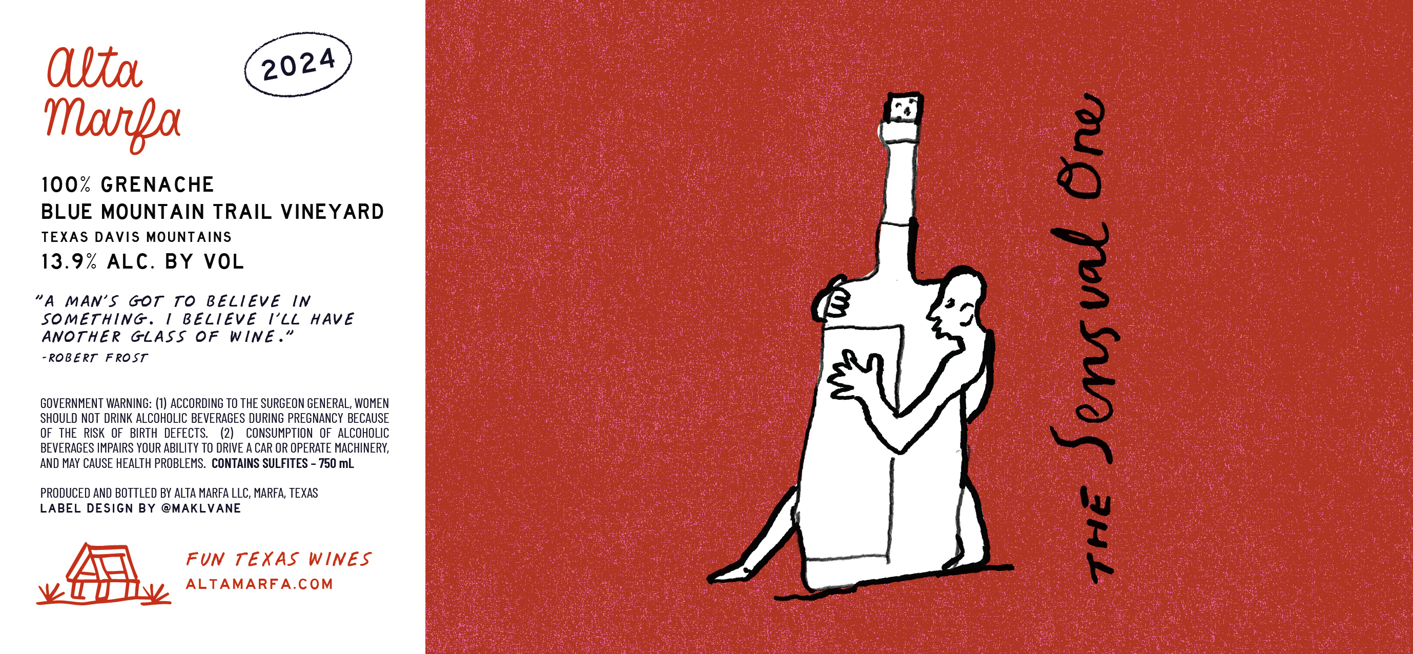 TABC label artwork for Alta Marfa The Sensual One