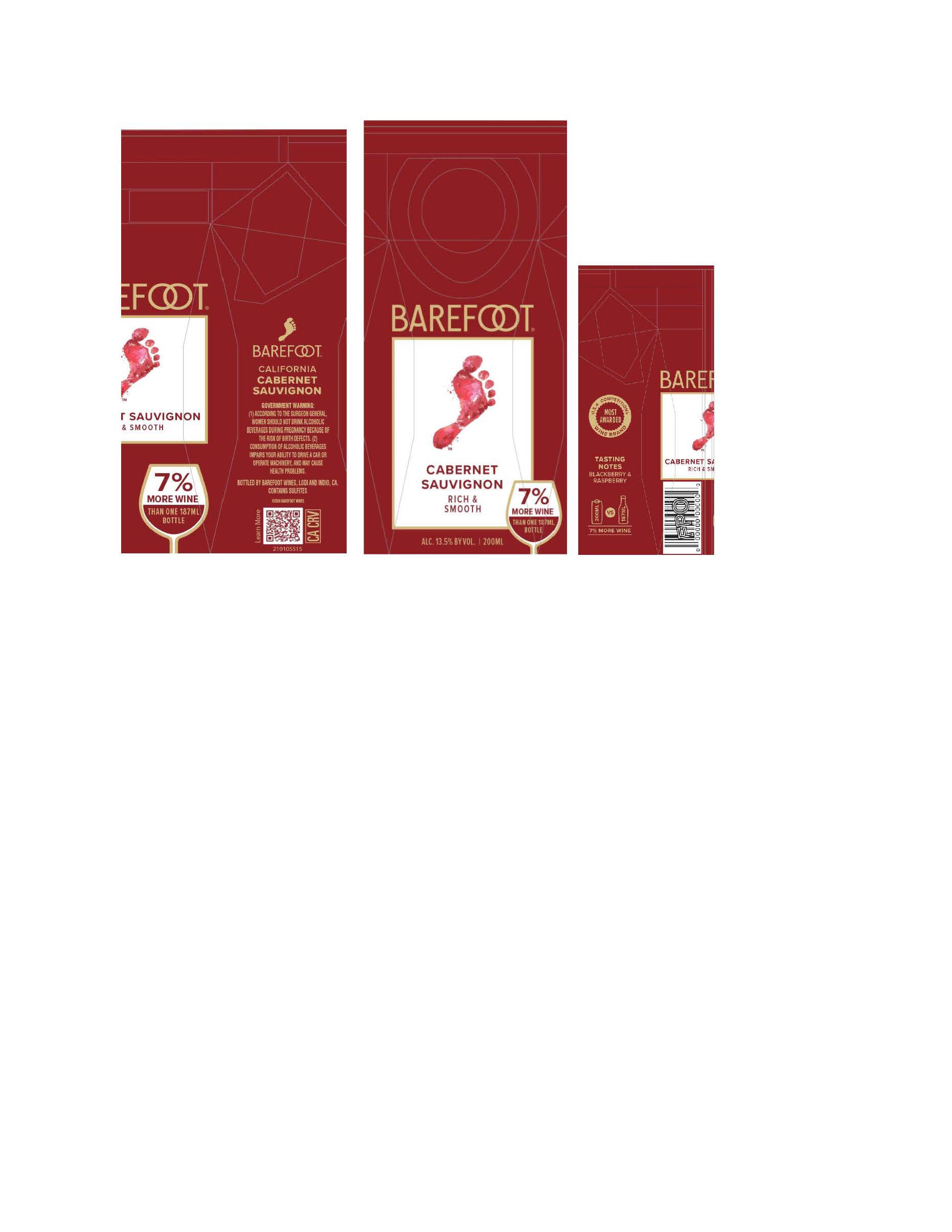 TABC label artwork for Barefoot Cabernet Sauvignon California