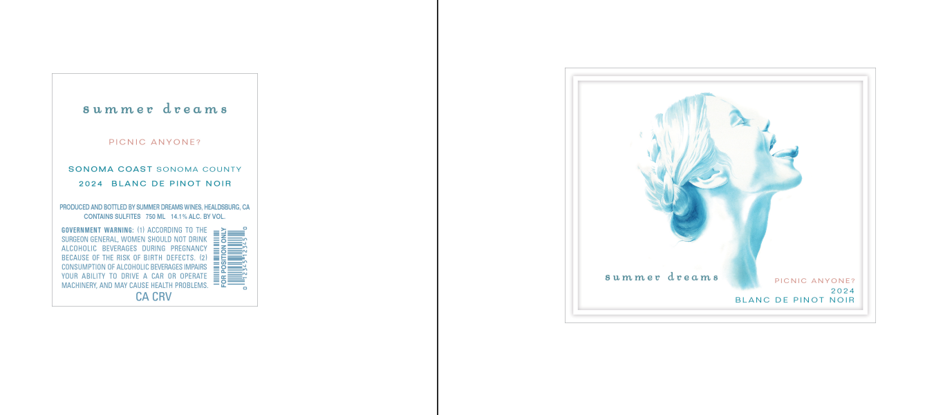 TABC label artwork for SUMMER DREAMS PINOT NOIR SONOMA COAST PICNIC ANYONE?