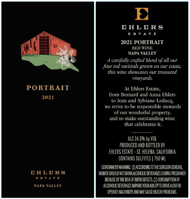 TABC label artwork for Ehlers Estate Portrait Red Wine, Napa Valley
