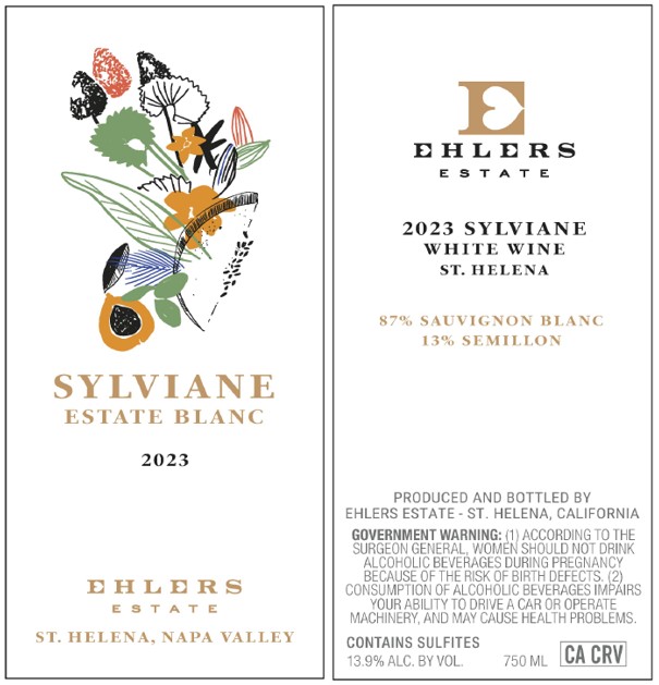 TABC label artwork for Ehlers Estate Sylviane Estate Blanc, St. Helena