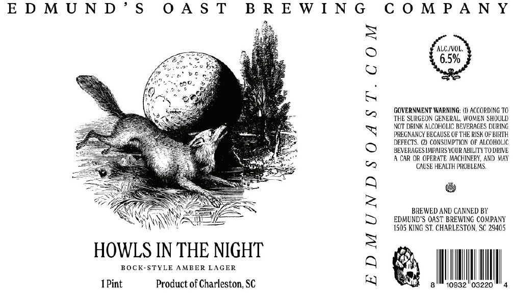 TABC label artwork for Edmund's Oast Brewing Co. Howls In The Night