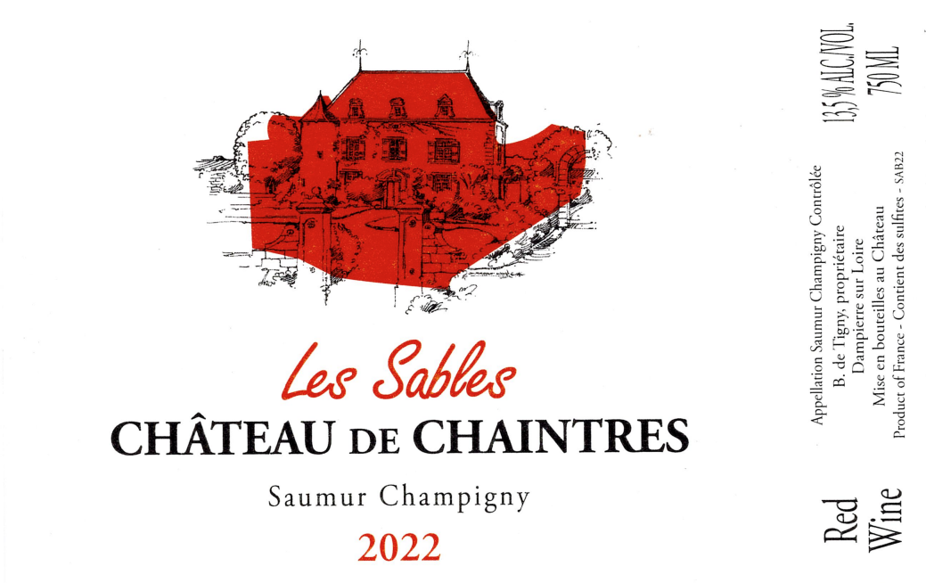 TABC label artwork for Chateau de Chaintres Saumur-Champigny Les Sables