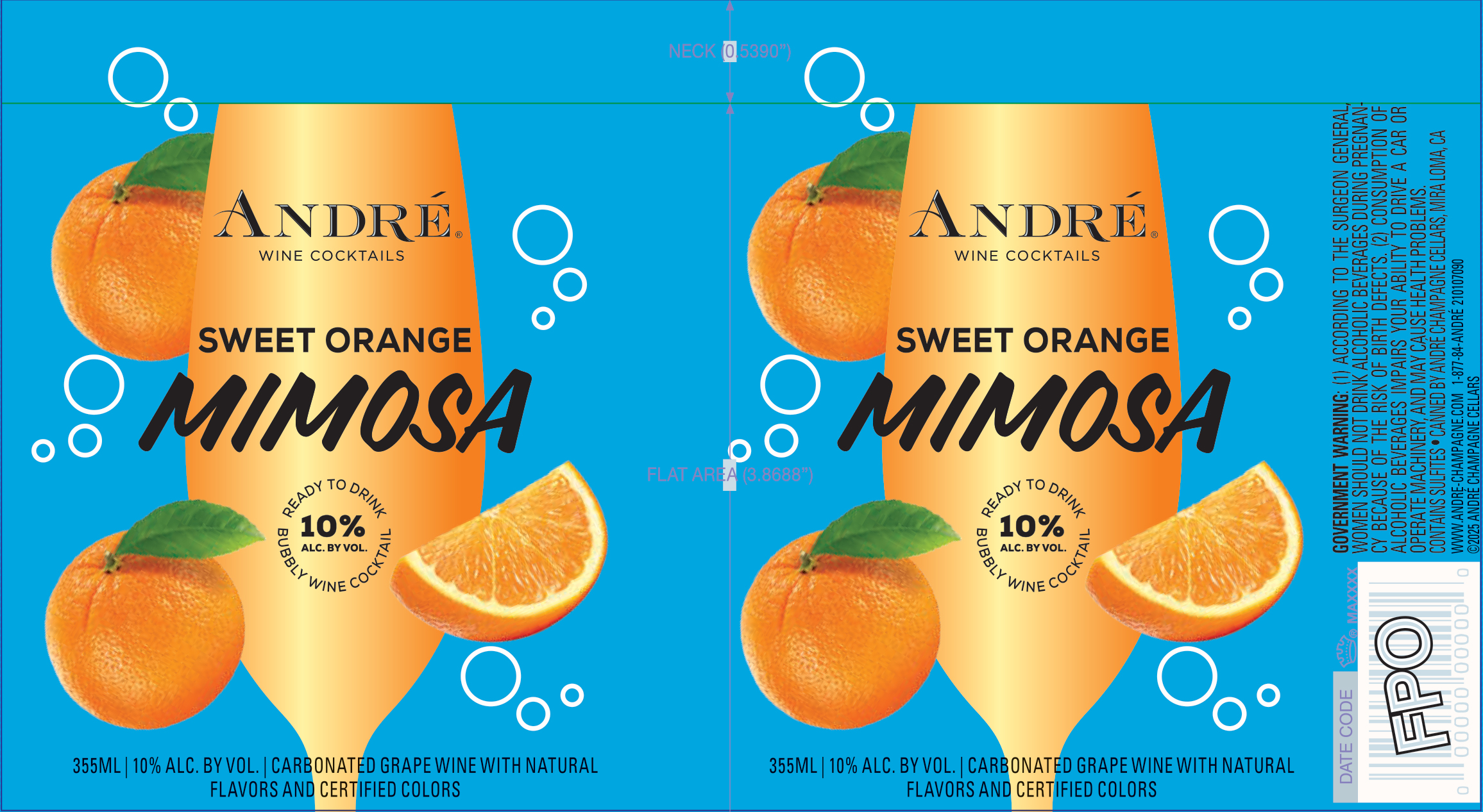TABC label artwork for Andre Sweet Orange Mimosa