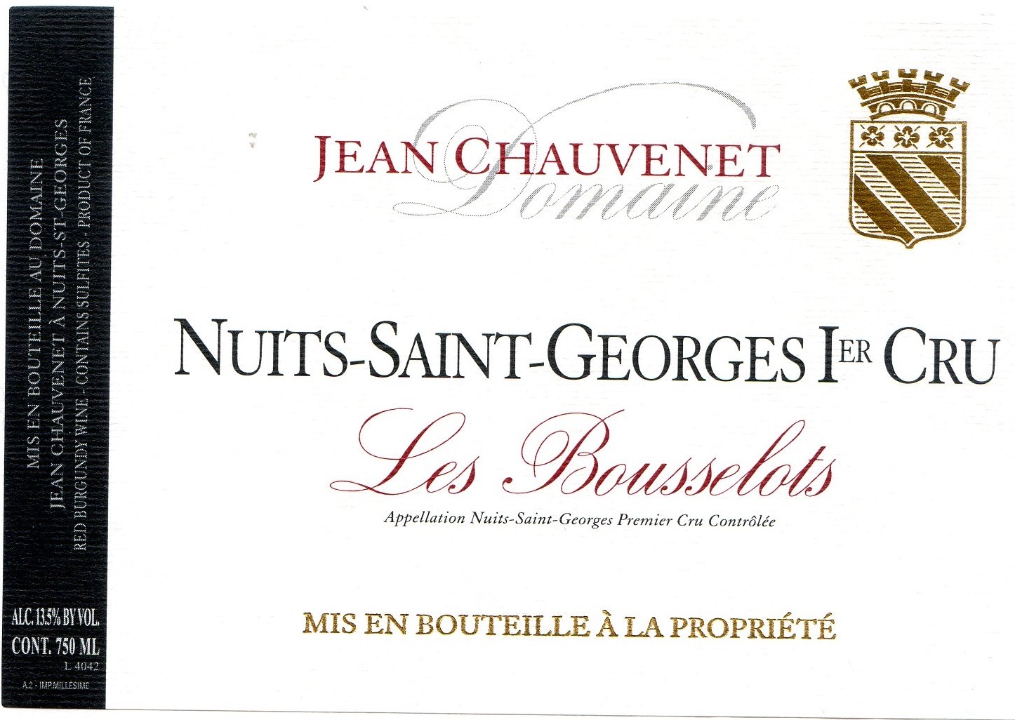 TABC label artwork for Jean Chauvenet Nuits-Saint-Georges 1er Cru Les Bousselots
