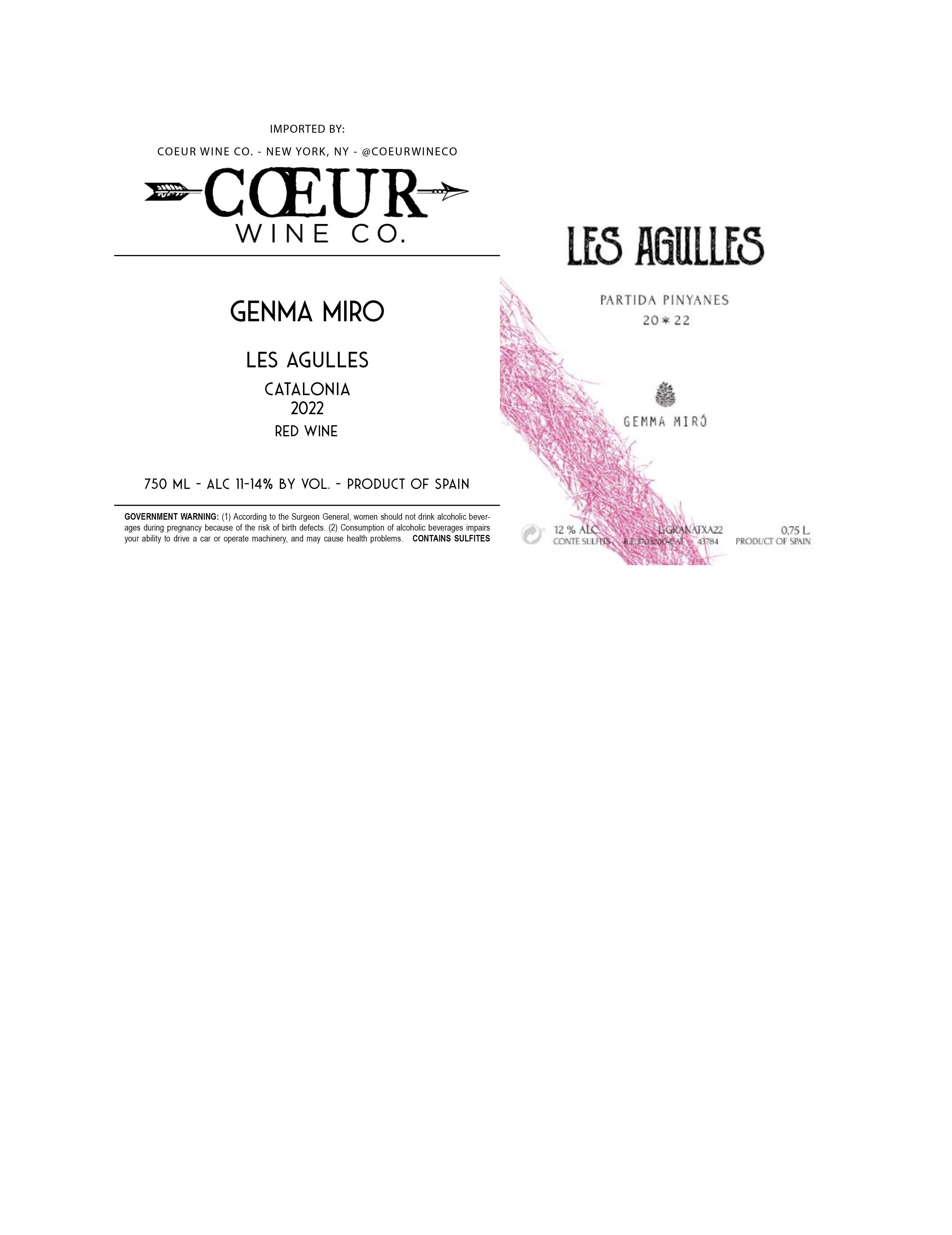 TABC label artwork for Gemma Miro Catalonia 'Les Agulles'