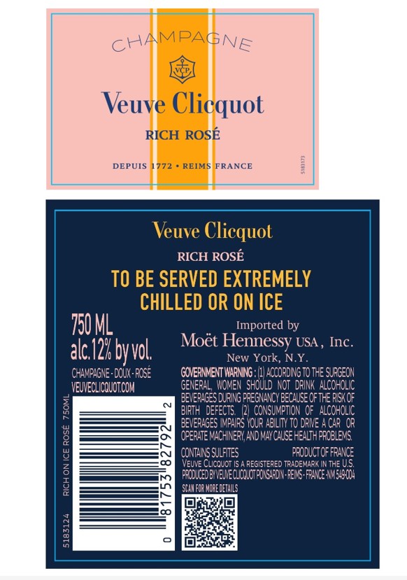 TABC label artwork for Veuve Clicquot Roch Rose on Ice