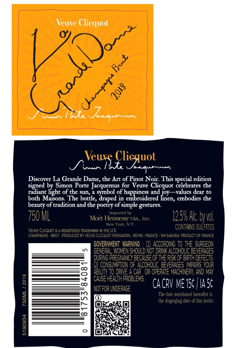 TABC label artwork for Veuve Clicquot La Grande Dame Collab 2018 GB