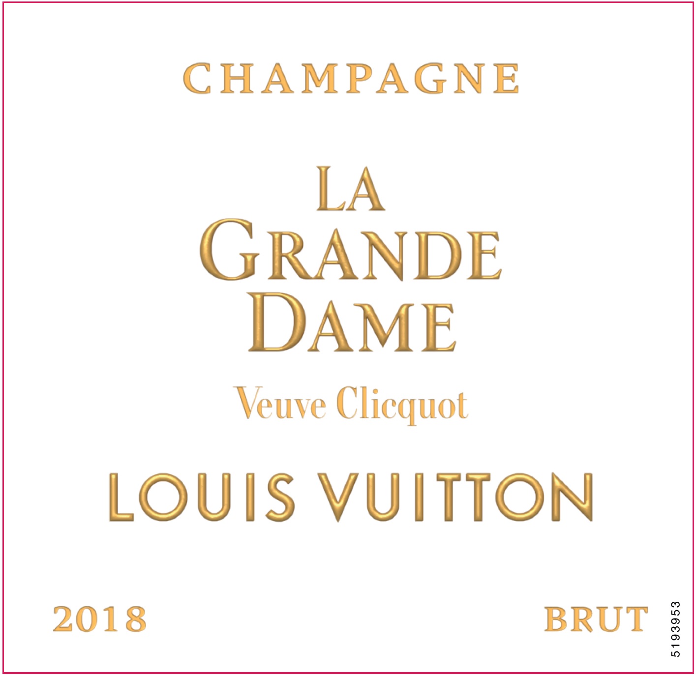 TABC label artwork for Veuve Cliquot La Grande Dame 2018 GB Louis Vuitton EOY GB