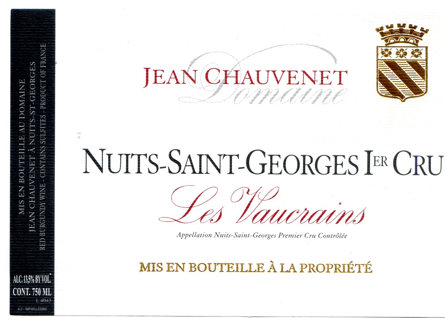 TABC label artwork for Jean Chauvenet Nuits-Saint-Georges 1er Cru Les Vaucrains