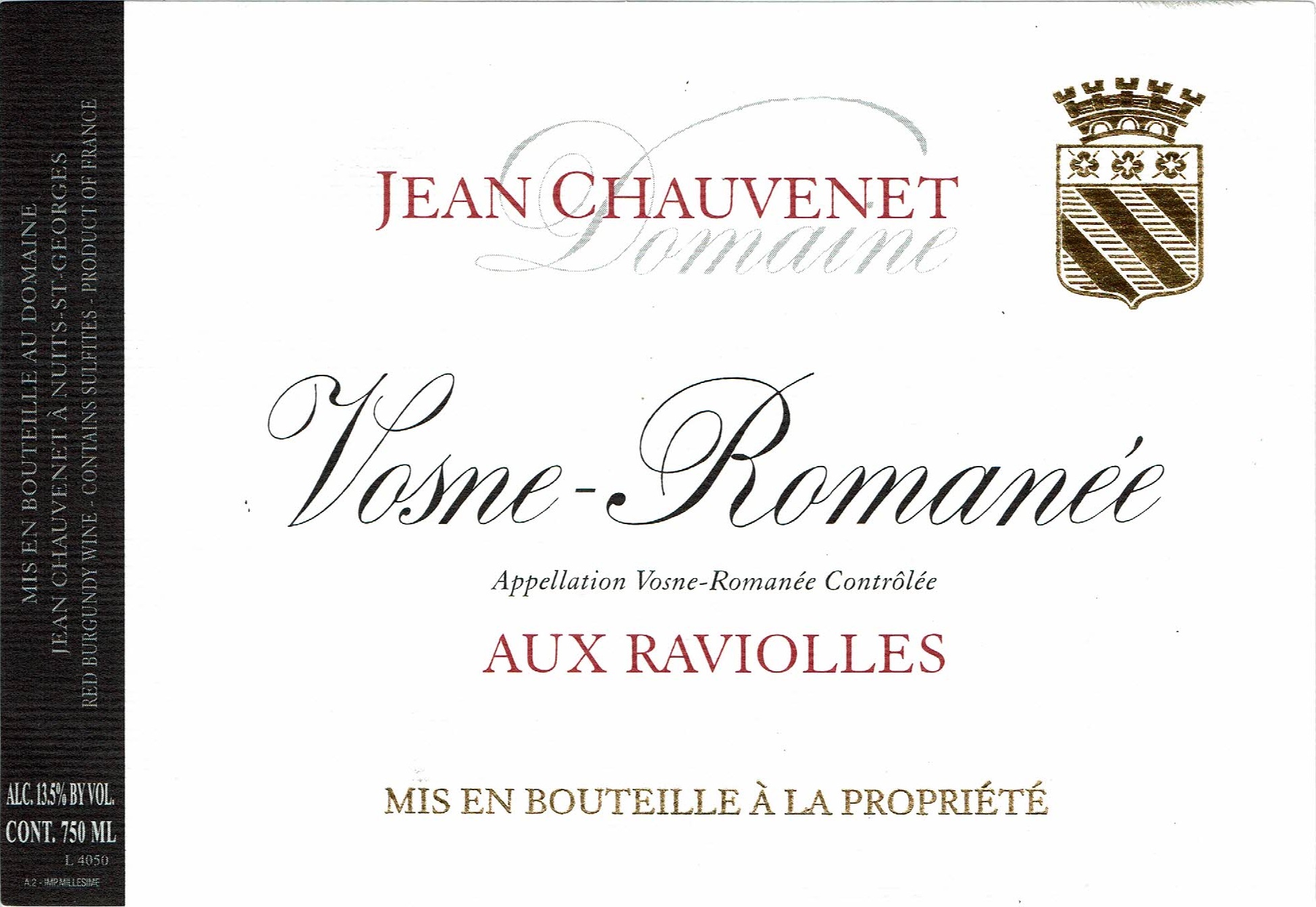 TABC label artwork for Jean Chauvenet Vosne-Romanee Aux Raviolles