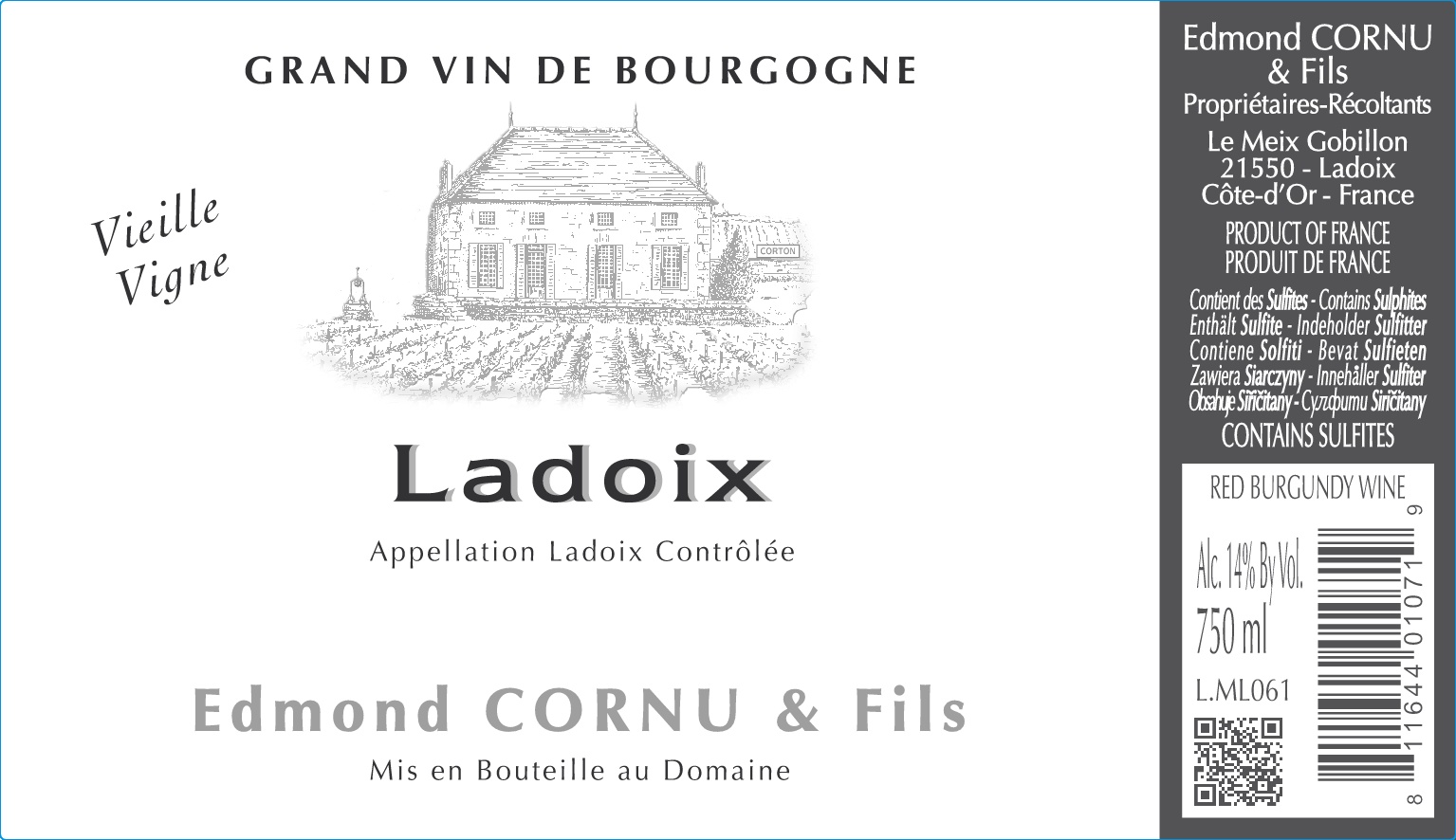 TABC label artwork for Edmond Cornu & Fils Ladoix Vieilles Vignes
