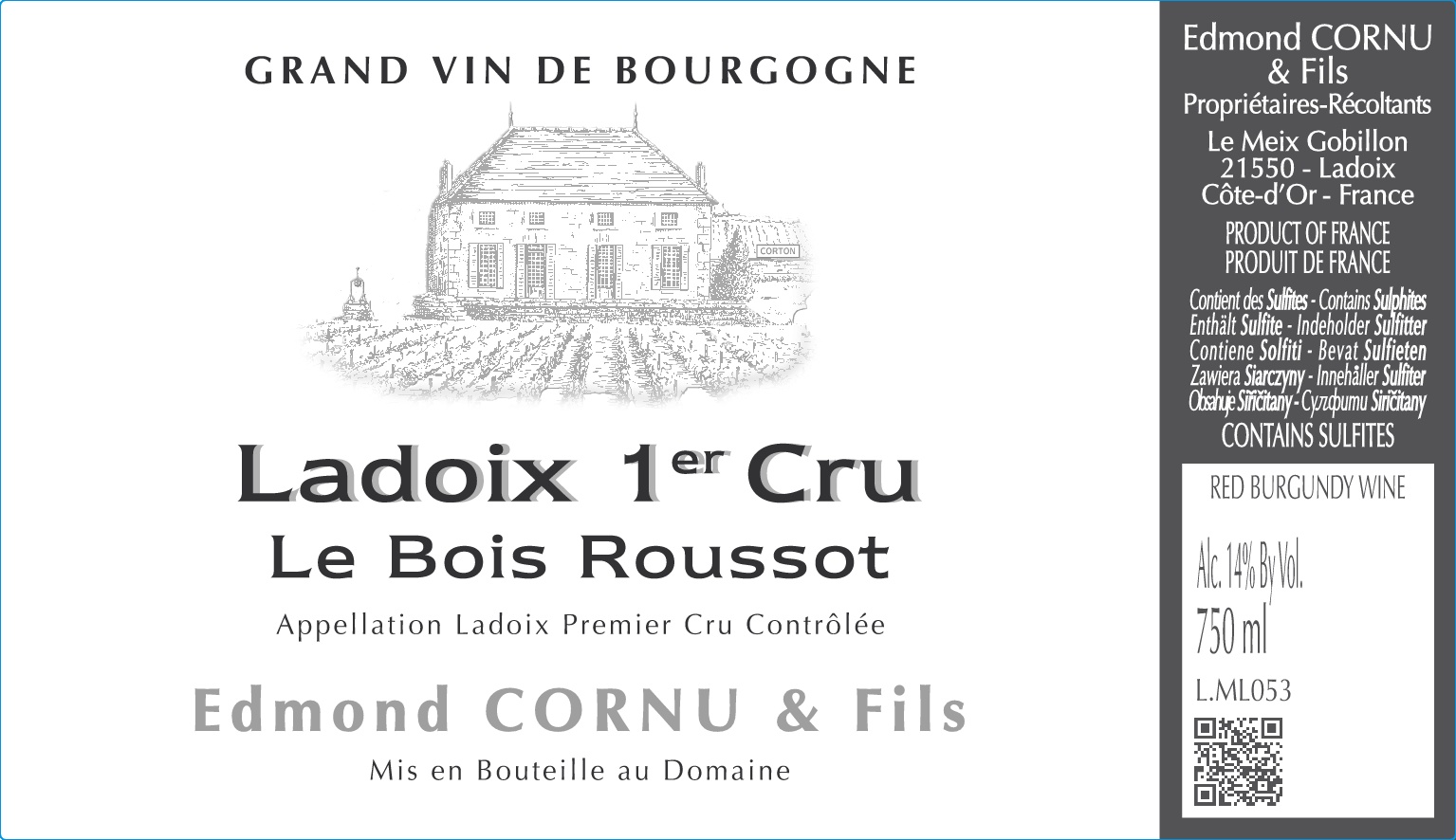 TABC label artwork for Edmond Cornu & Fils Ladoix 1er Cru Le Bois Roussot