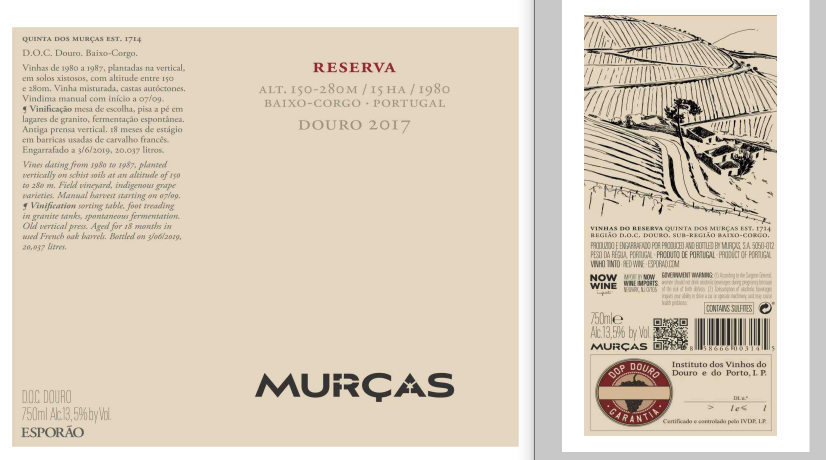 TABC label artwork for MURÇAS QUINTA DOS MURÇAS RESERVA