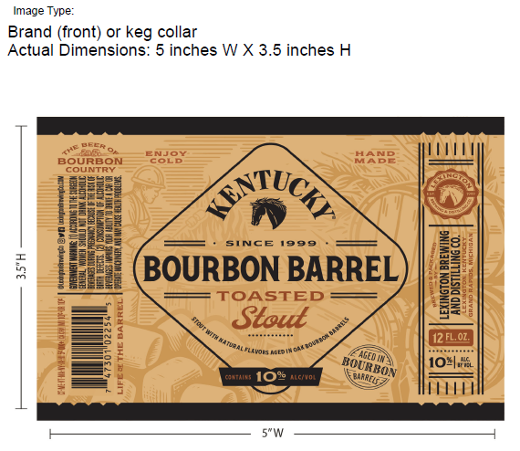 TABC label artwork for LEXINGTON BREWING AND DISTILLING CO. KENTUCKY BOURBON BARREL TOASTED STOUT