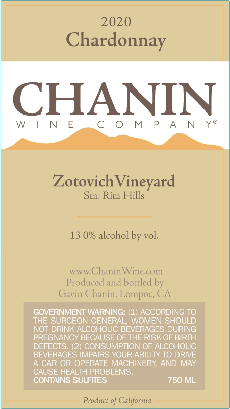 TABC label artwork for Chanin Wine Company Zotovich Chardonnay