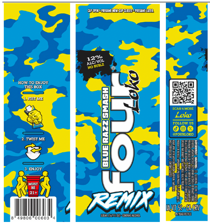 TABC label artwork for FOUR LOKO REMIX - BLUE RAZZ SMASH