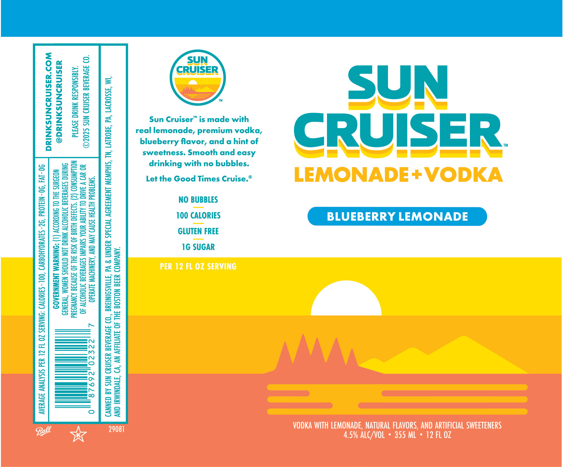 TABC label artwork for Sun Cruiser Blueberry Lemonade