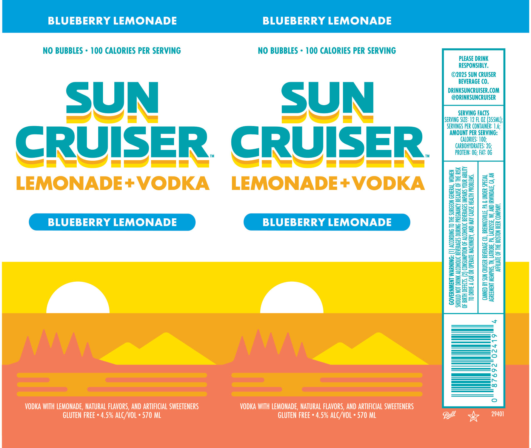 TABC label artwork for Sun Cruiser Blueberry Lemonade