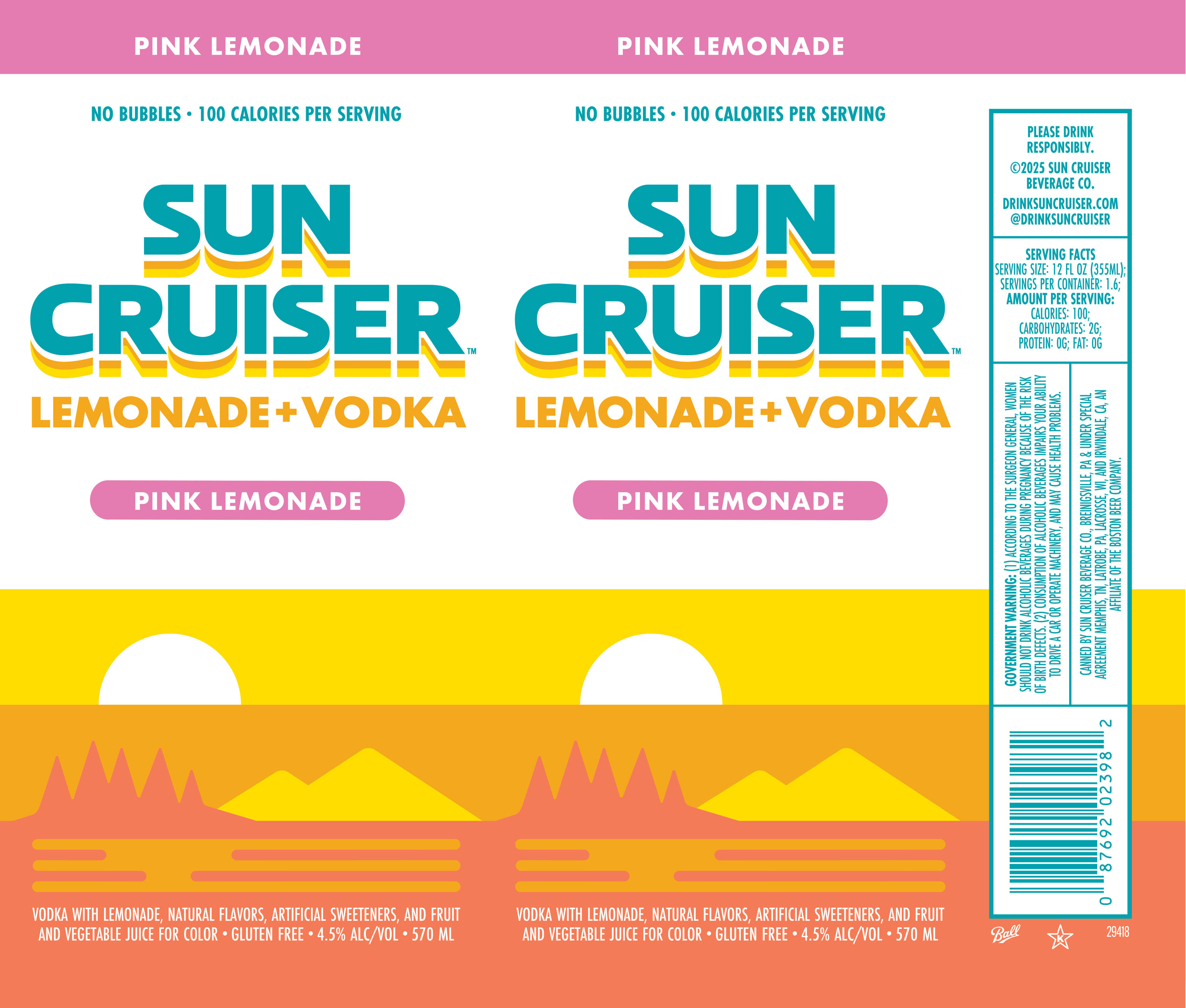 TABC label artwork for Sun Cruiser Pink Lemonade