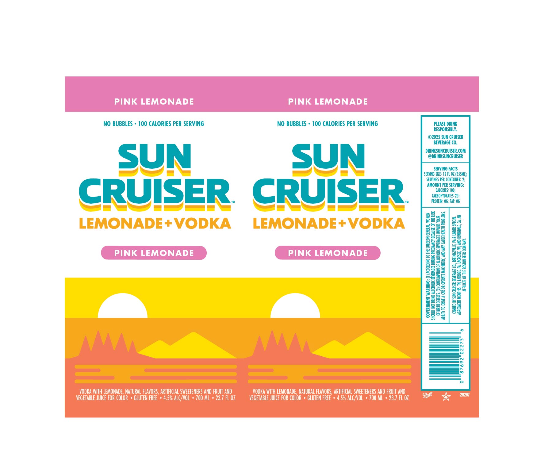 TABC label artwork for Sun Cruiser Pink Lemonade