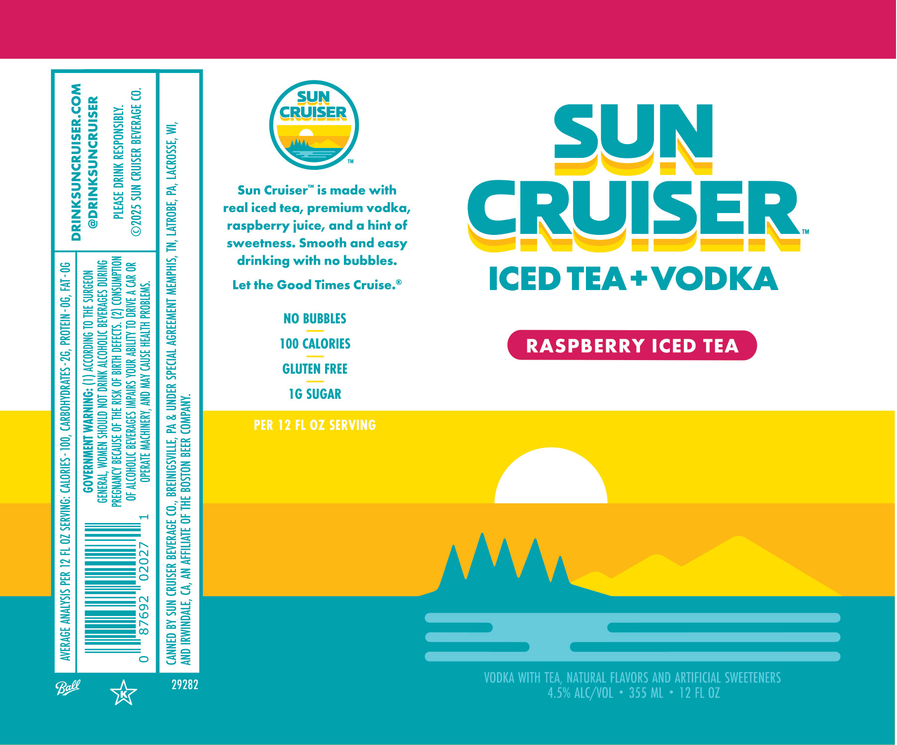 TABC label artwork for Sun Cruiser Raspberry Iced Tea