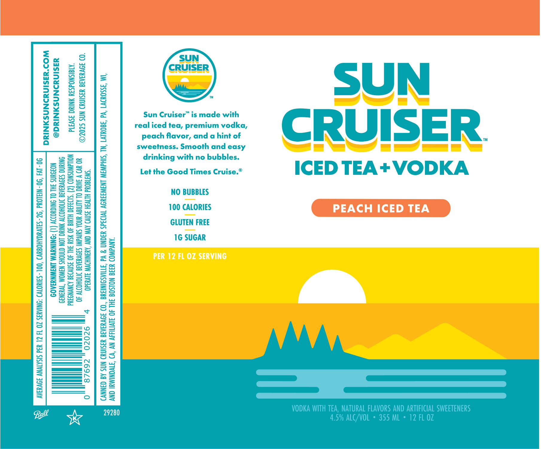 TABC label artwork for Sun Cruiser Peach Iced Tea