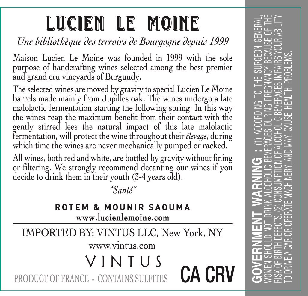 TABC label artwork for LUCIEN LE MOINE LES RUGIENS