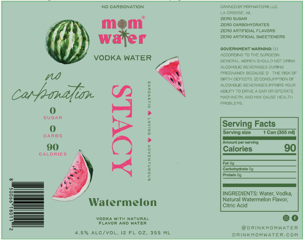 TABC label artwork for Mom Water Stacy