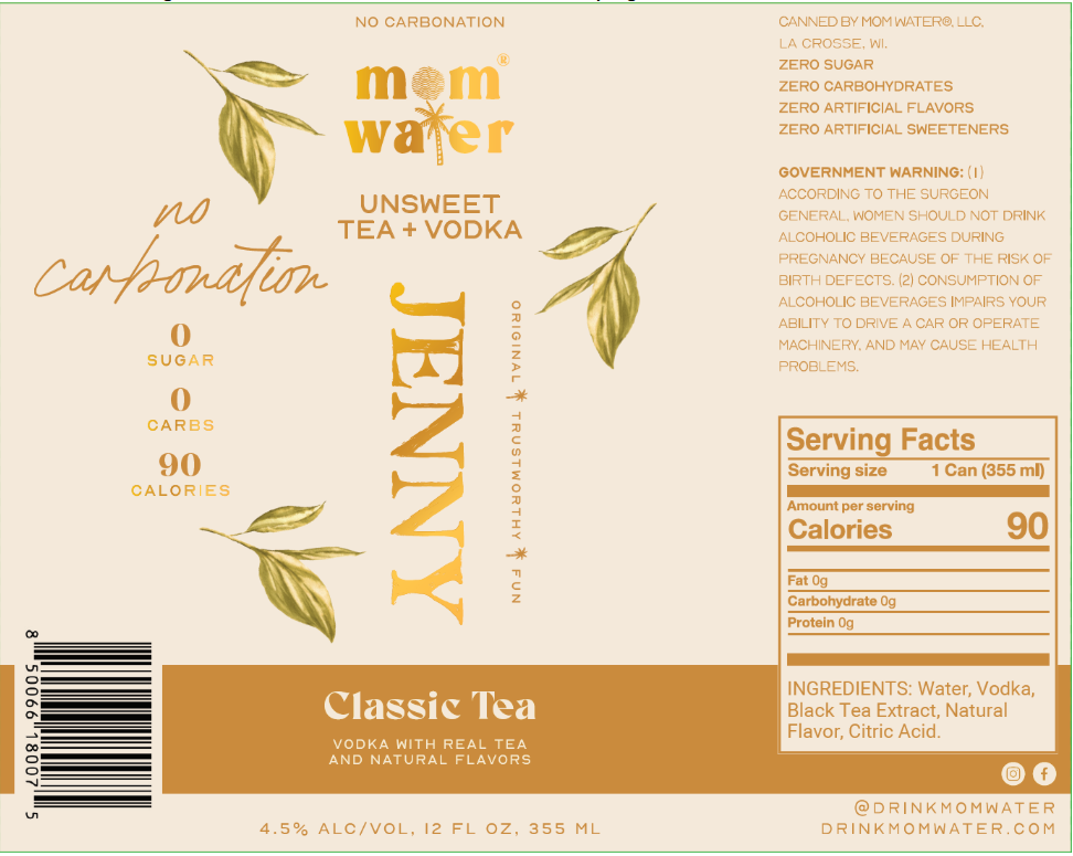 TABC label artwork for Mom Water Jenny