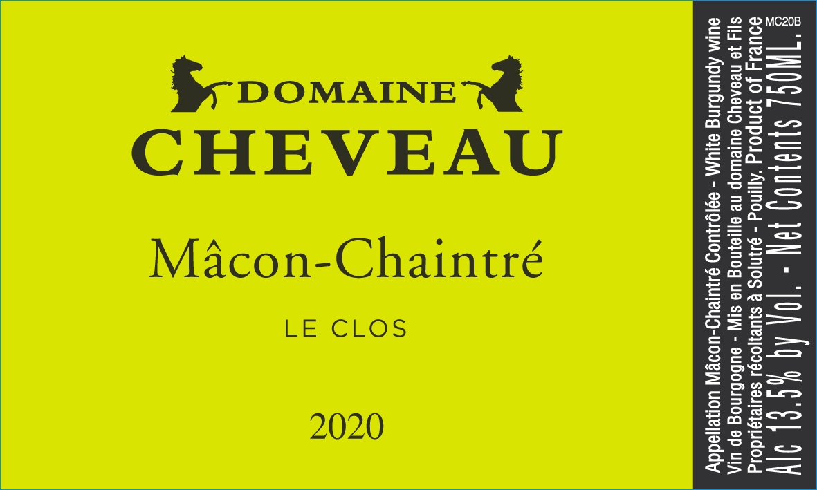TABC label artwork for Domaine Cheveau Macon-Chaintre Le Clos
