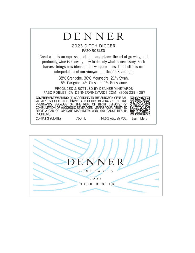 TABC label artwork for Denner Ditch Digger Paso Robles