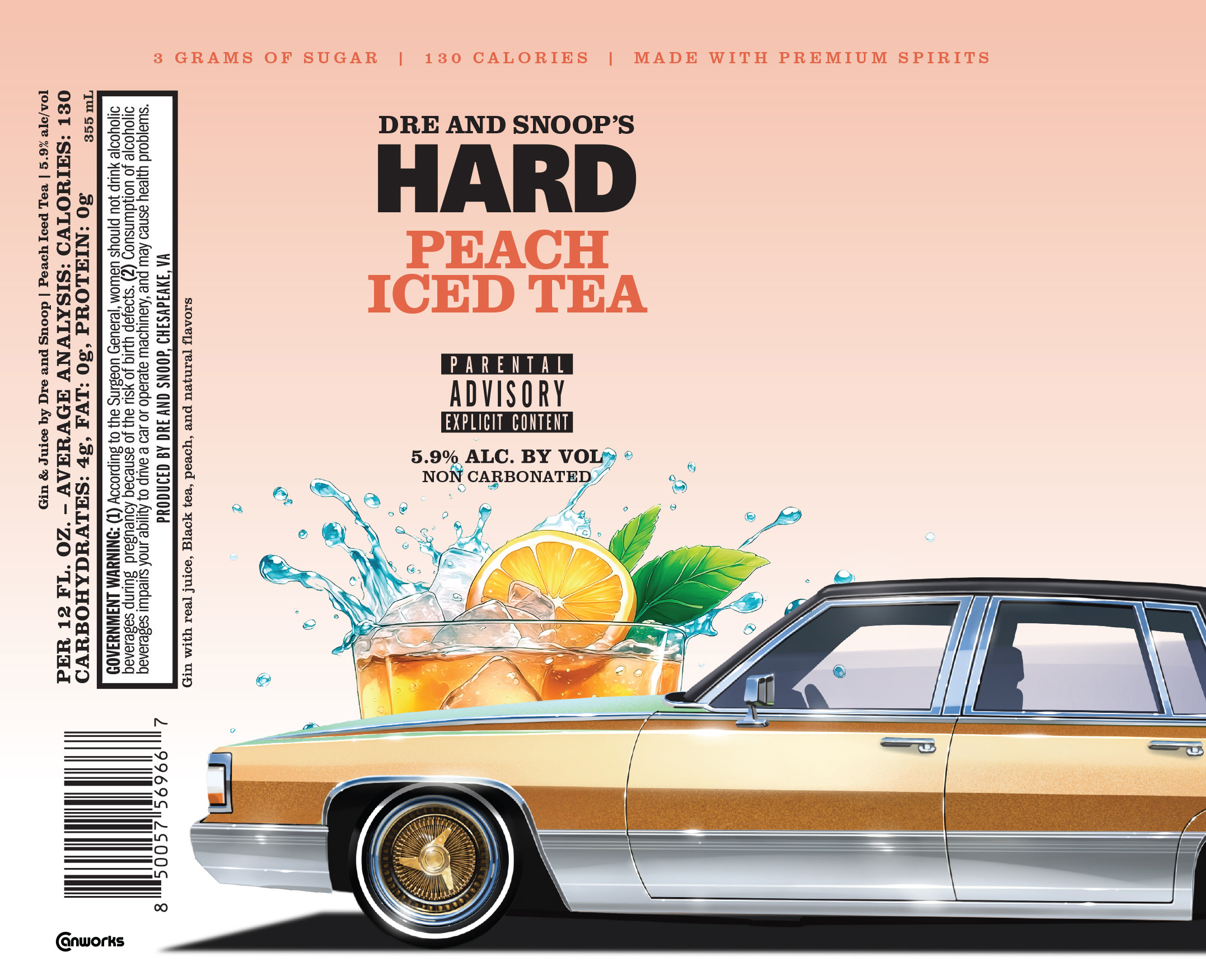 TABC label artwork for Gin & Juice By Dre And Snoop Hard Peach Iced Tea