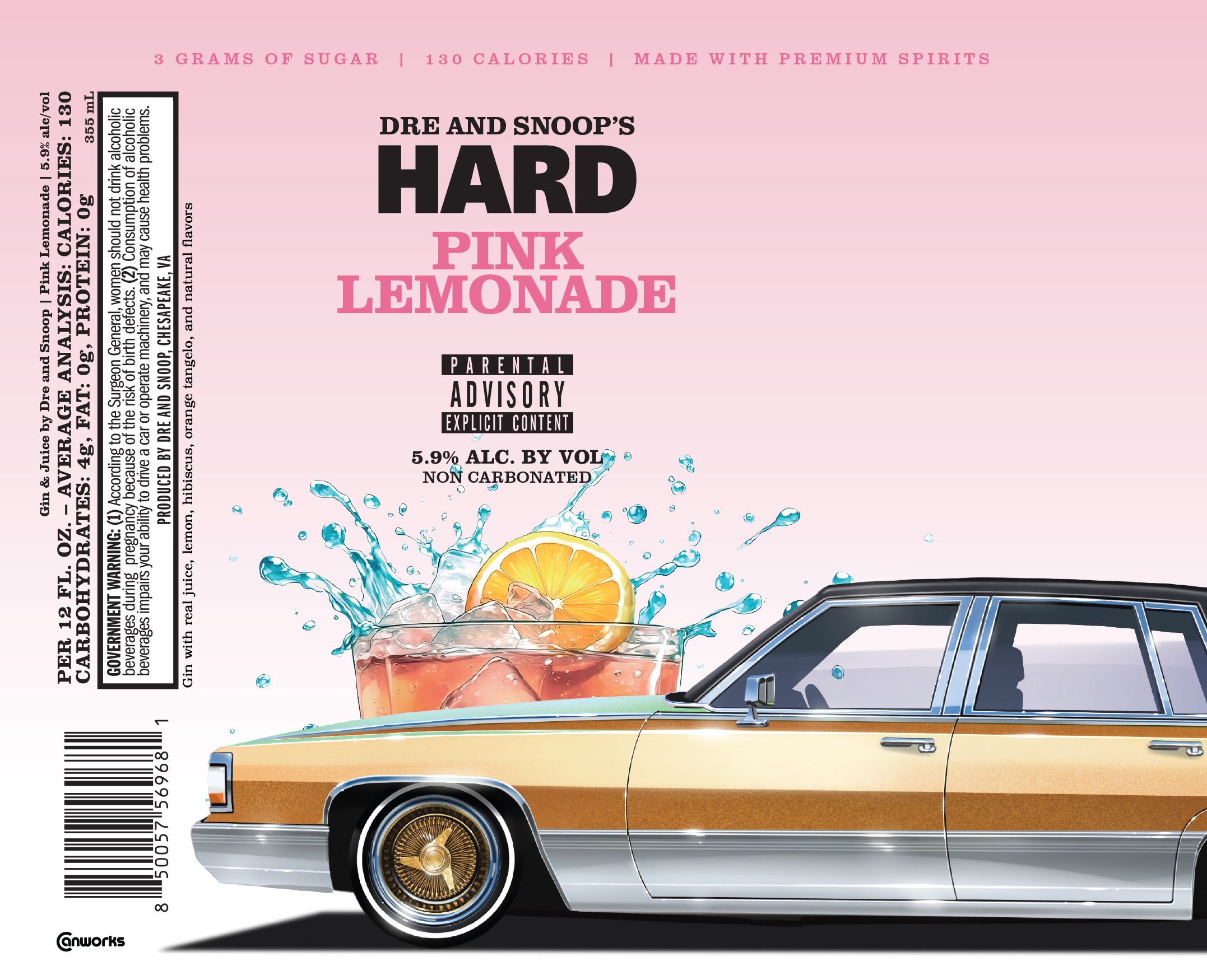 TABC label artwork for Gin & Juice By Dre And Snoop Hard Pink Lemonade