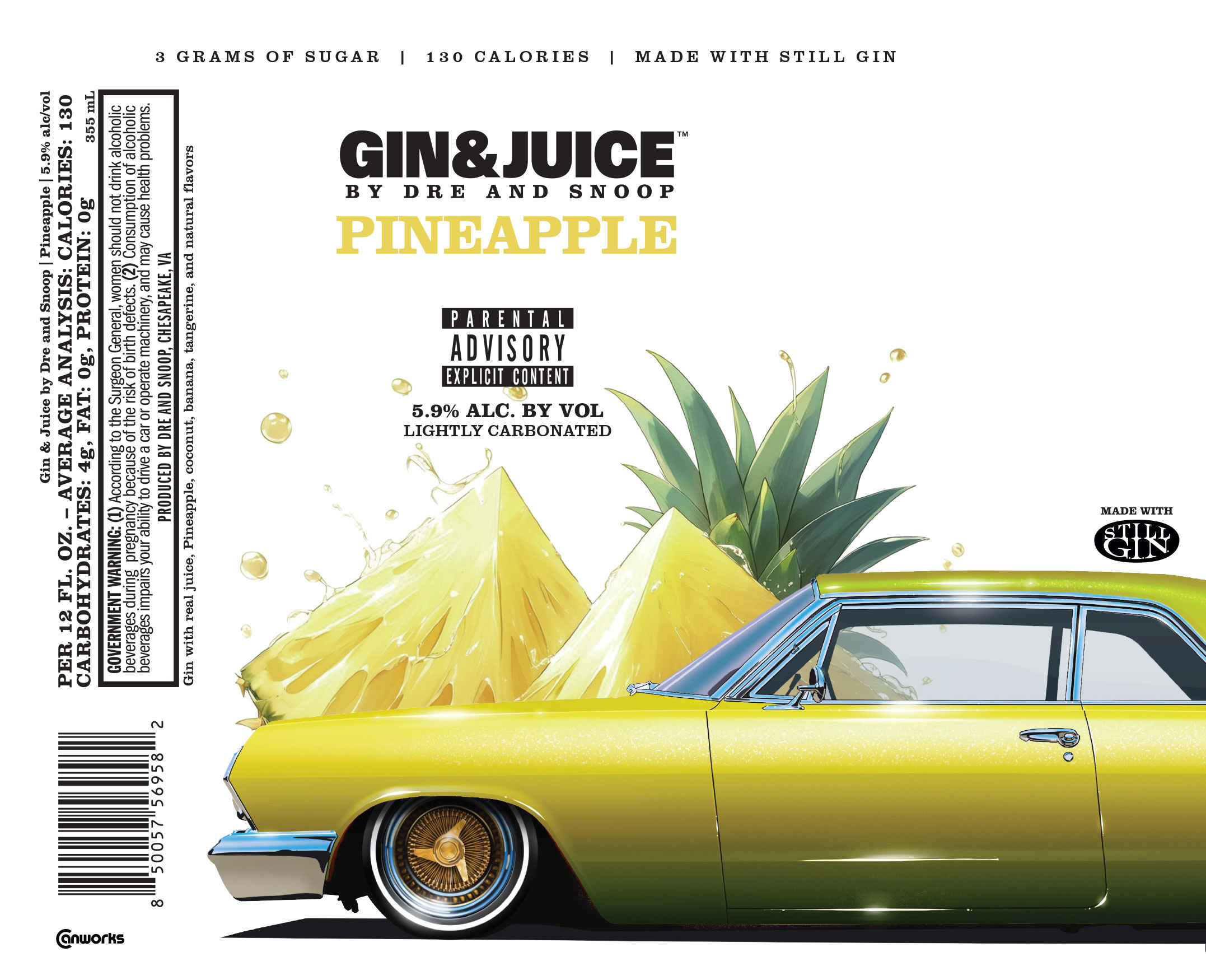 TABC label artwork for Gin & Juice By Dre And Snoop Pineapple