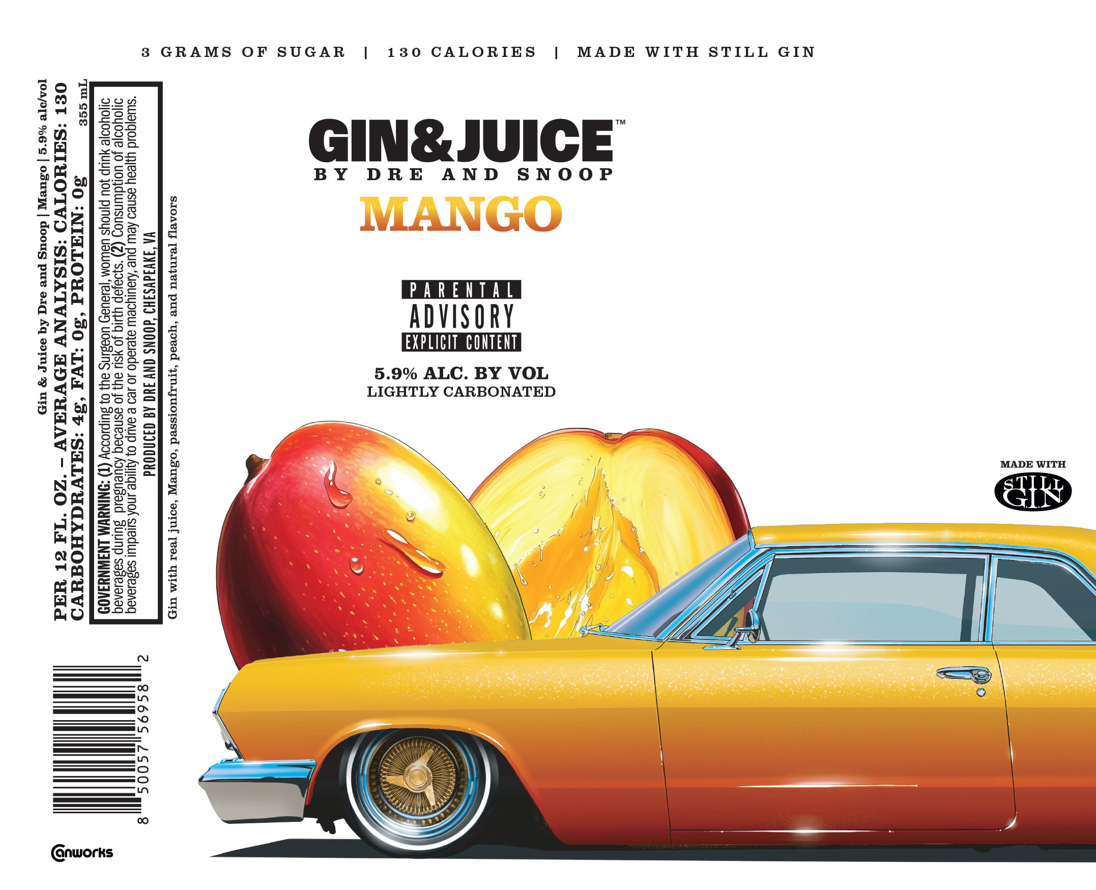 TABC label artwork for Gin & Juice By Dre And Snoop Mango