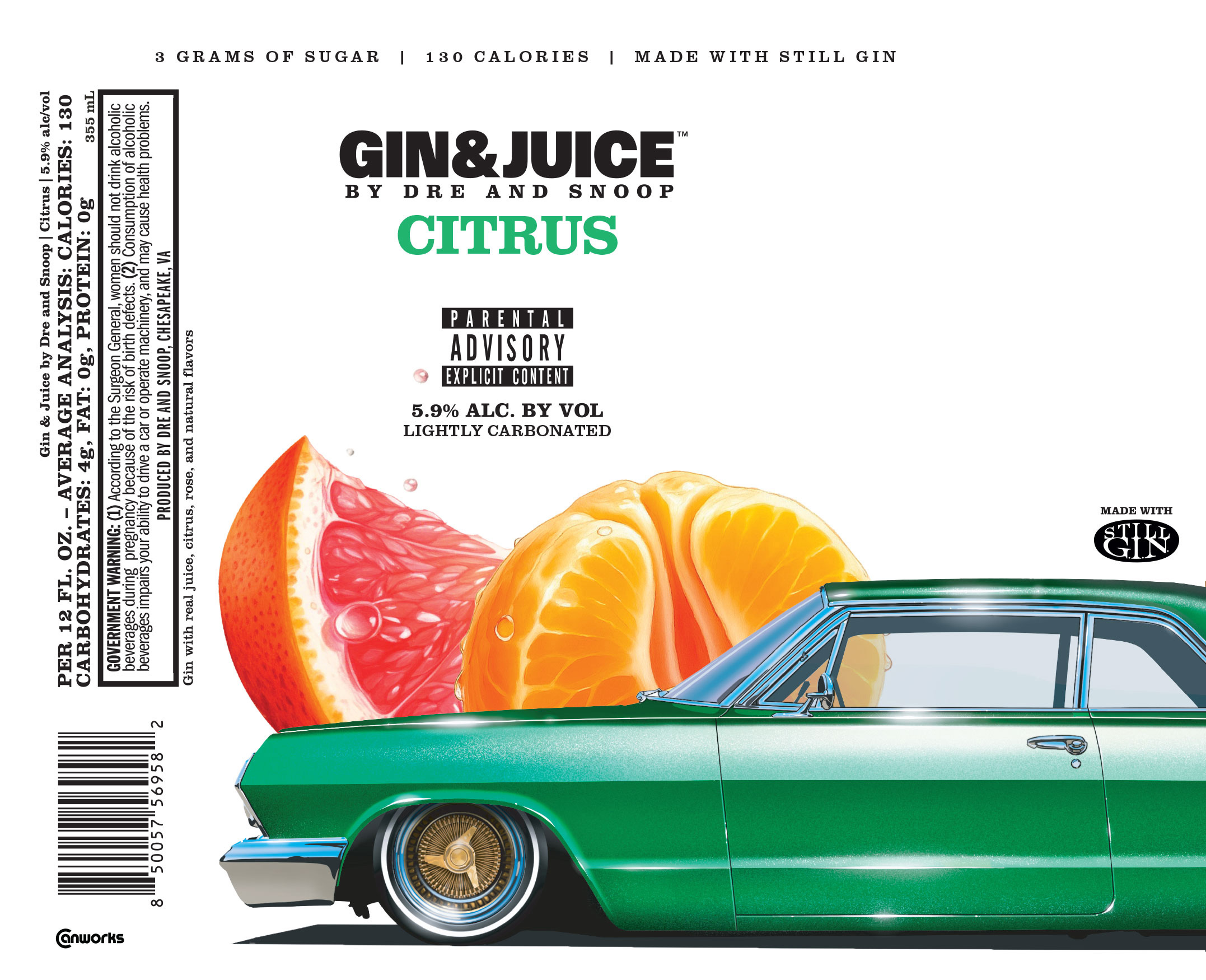 TABC label artwork for Gin & Juice By Dre And Snoop Citrus