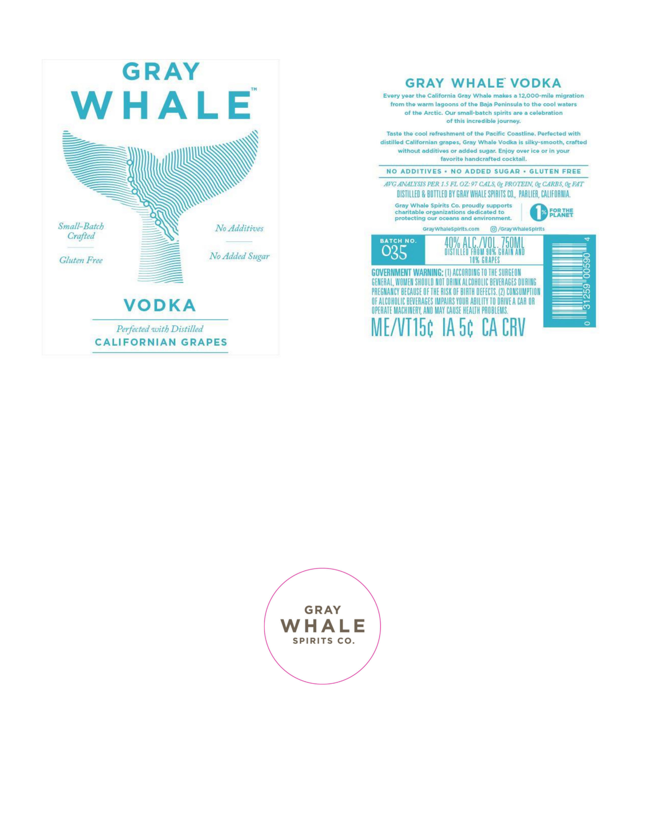TABC label artwork for Gray Whale Vodka