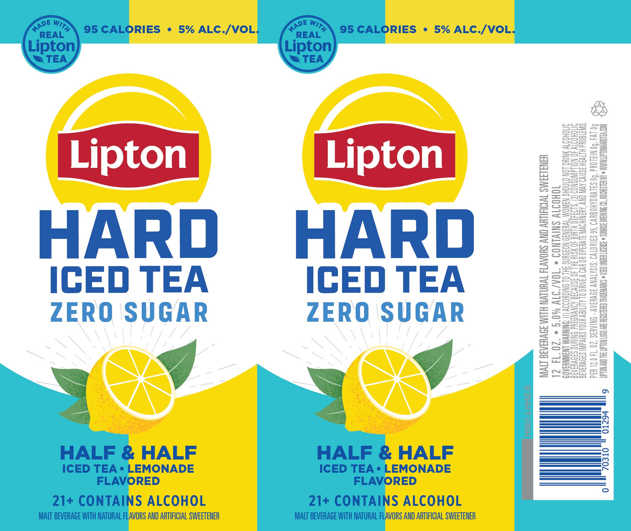 TABC label artwork for Lipton Hard Iced Tea Zero Sugar Half & Half 12oz Can 2026