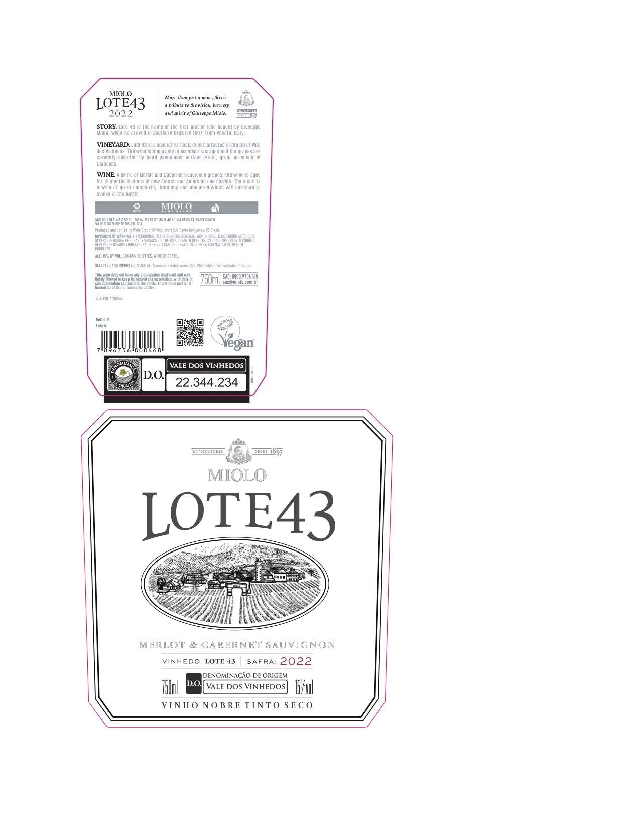 TABC label artwork for Miolo LOTE 43 2022