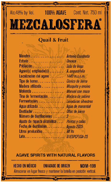 TABC label artwork for QUAIL & FRUIT