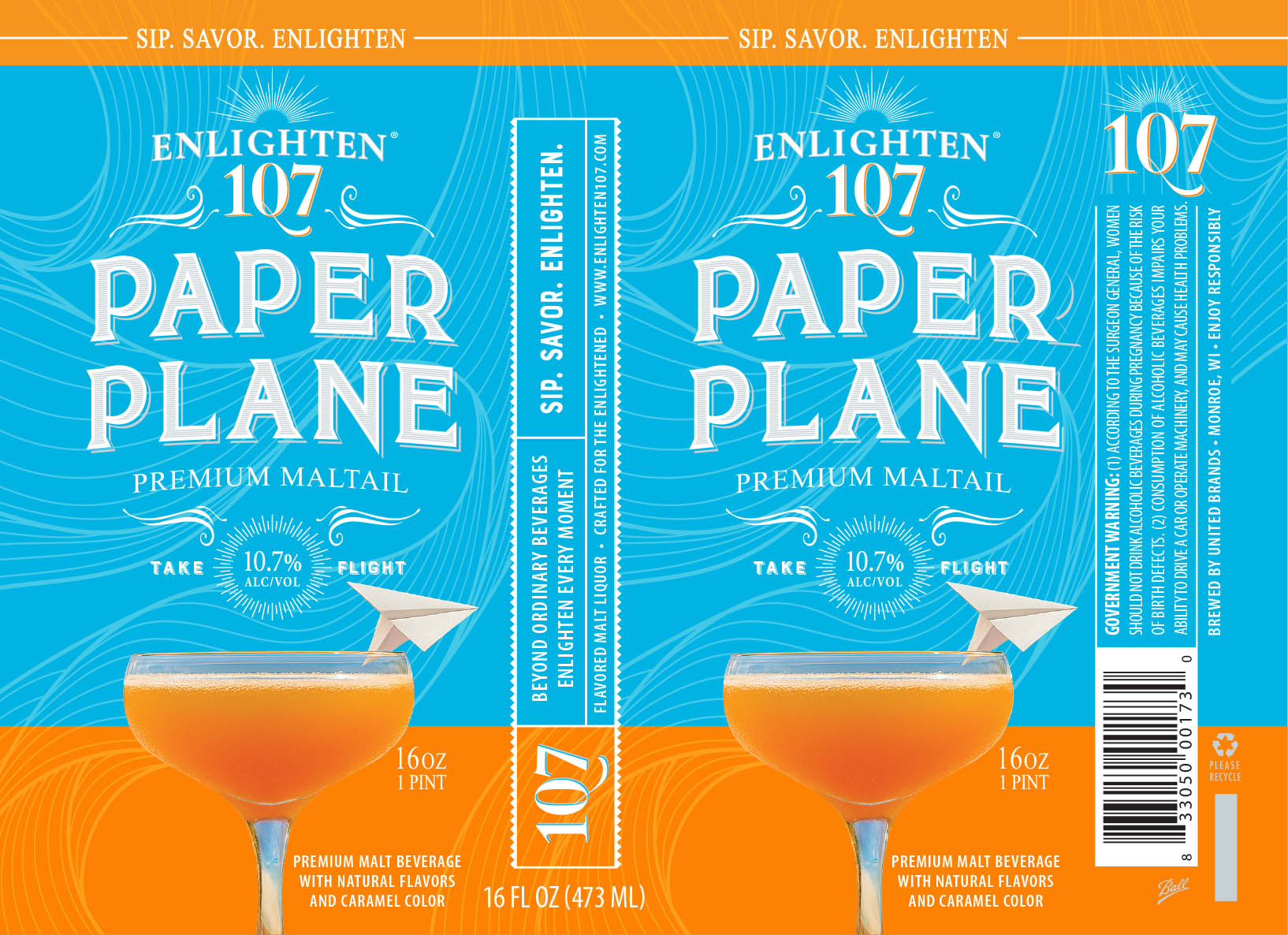 TABC label artwork for Enlighten 1Q7 Paper Plane